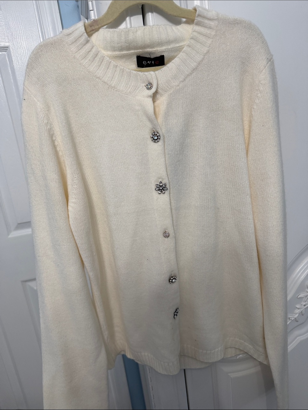 Classic Cream Button-Front Girls Sweater Cardigan